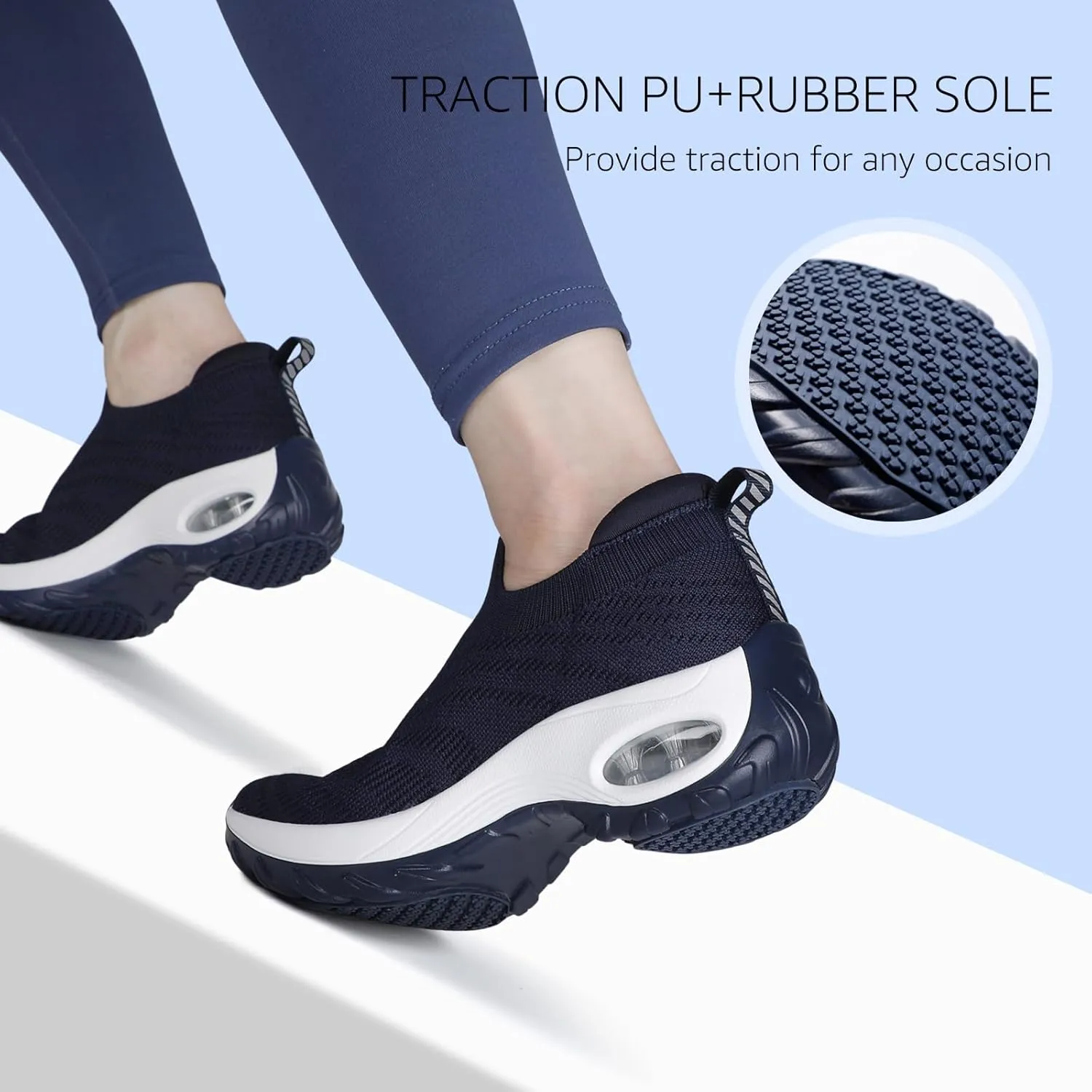 HKR Women's Walking Shoes Arch Support Non Slip Work Shoes Breathable Knit Upper Lightweight for Plantar Fasciitis