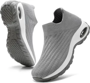 HKR Women's Walking Shoes Arch Support Non Slip Work Shoes Breathable Knit Upper Lightweight for Plantar Fasciitis