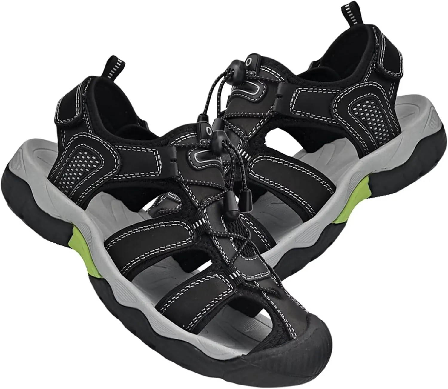 HNVAVQ Mens Sport Sandals Leather Closed Toe Fisherman Shoes Outdoor Walking Sandals Adjustable Casual Beach Summer Shoes