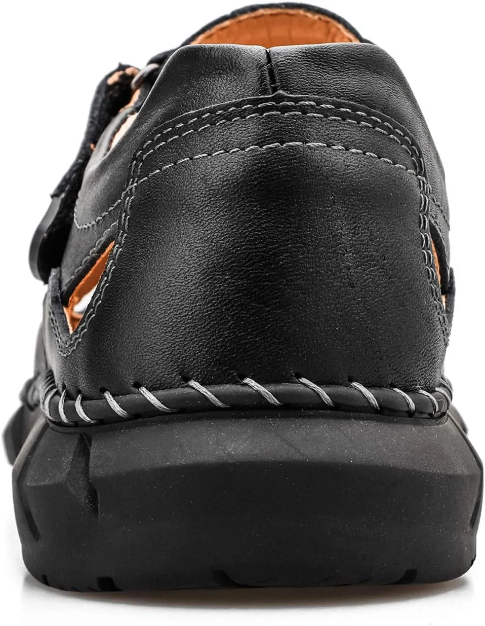 Honeystore Men's Closed-toe Hollow Sandals Plus Size Leather Shoes Casual