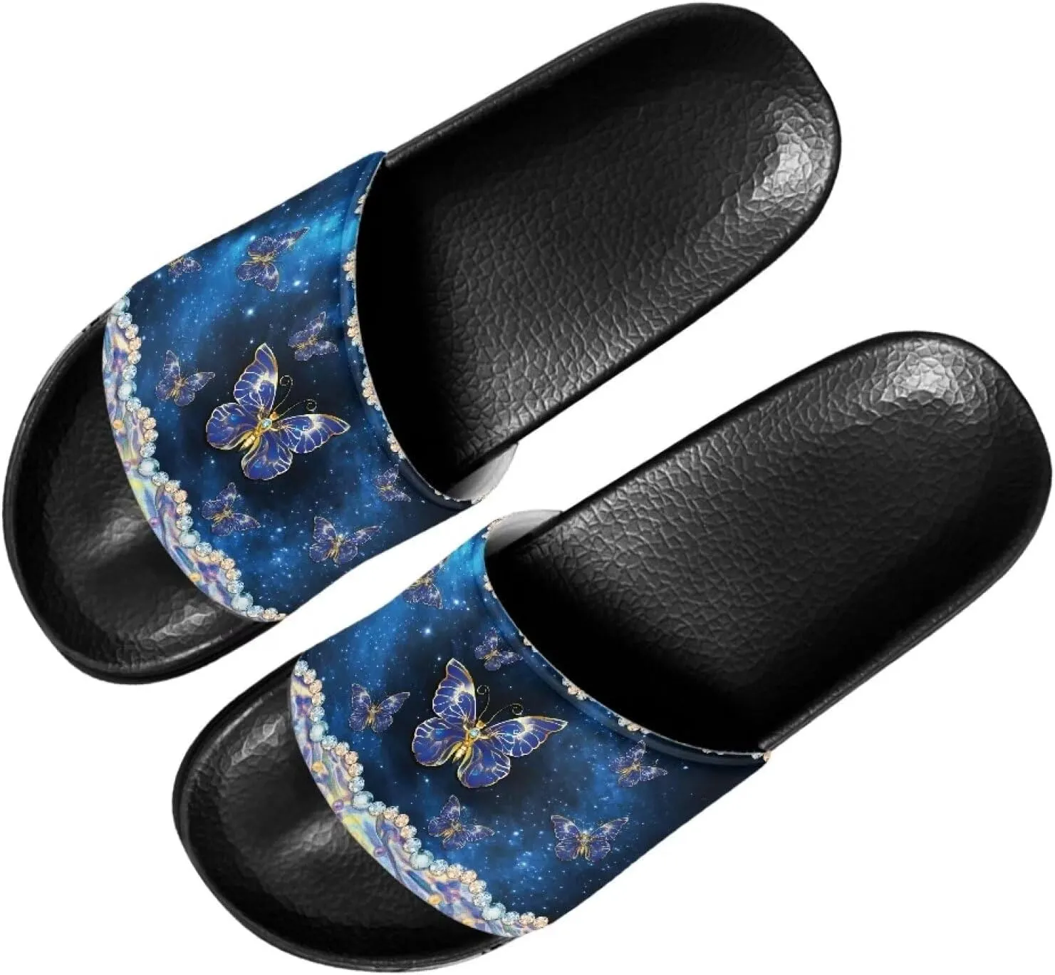 INSTANTARTS Women's Slide Sandals Non-slip Comfortable Bathroom Shower Slippers Slip-on Flip Flops