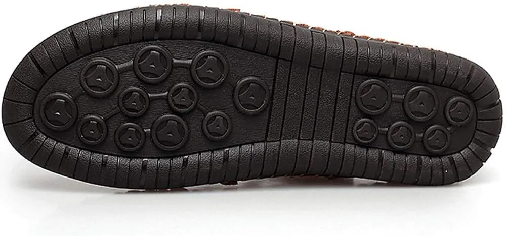 JEBU Men's Leather Casual Closed Toe Outdoor Fisherman Lightweight Summer Sandals