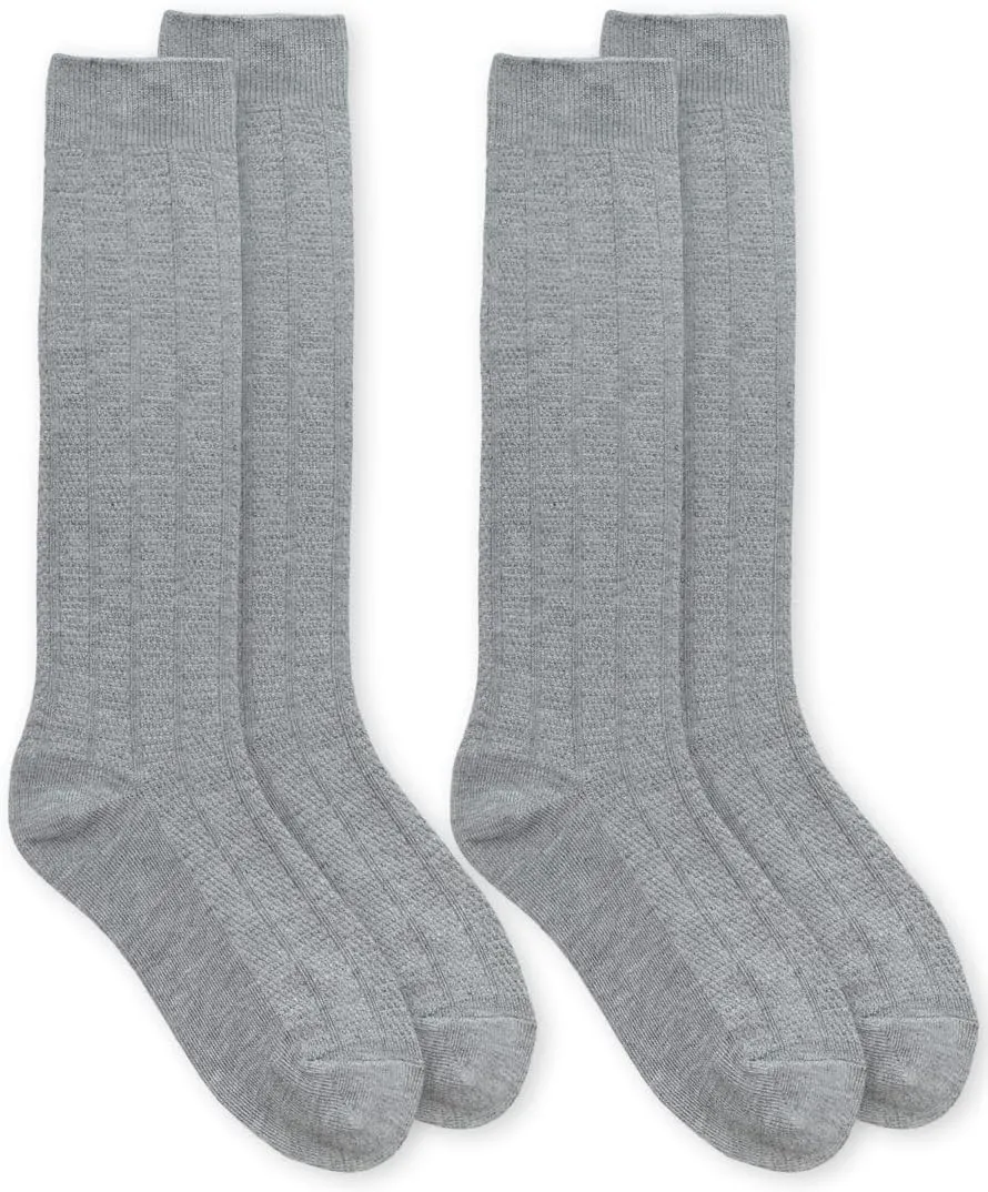 Jefferies Socks Girl's Rayon Derived from Bamboo School Uniform Ribbed Knee High Socks 2 Pair Pack