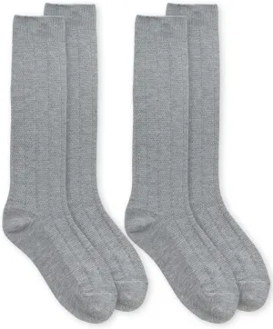 Jefferies Socks Girl's Rayon Derived from Bamboo School Uniform Ribbed Knee High Socks 2 Pair Pack