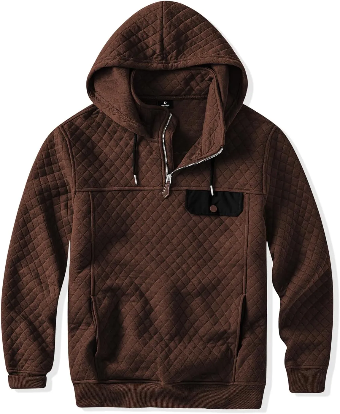 JMIERR Men's Quilted Hoodies Casual Long Sleeve Quarter-Zip Pullover Sweatshirt with Pockets