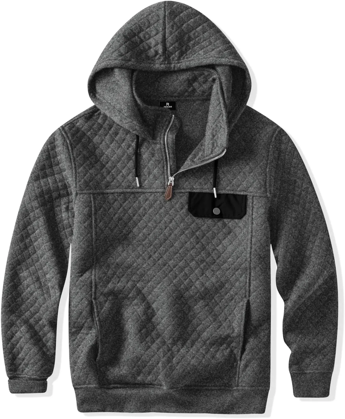 JMIERR Men's Quilted Hoodies Casual Long Sleeve Quarter-Zip Pullover Sweatshirt with Pockets