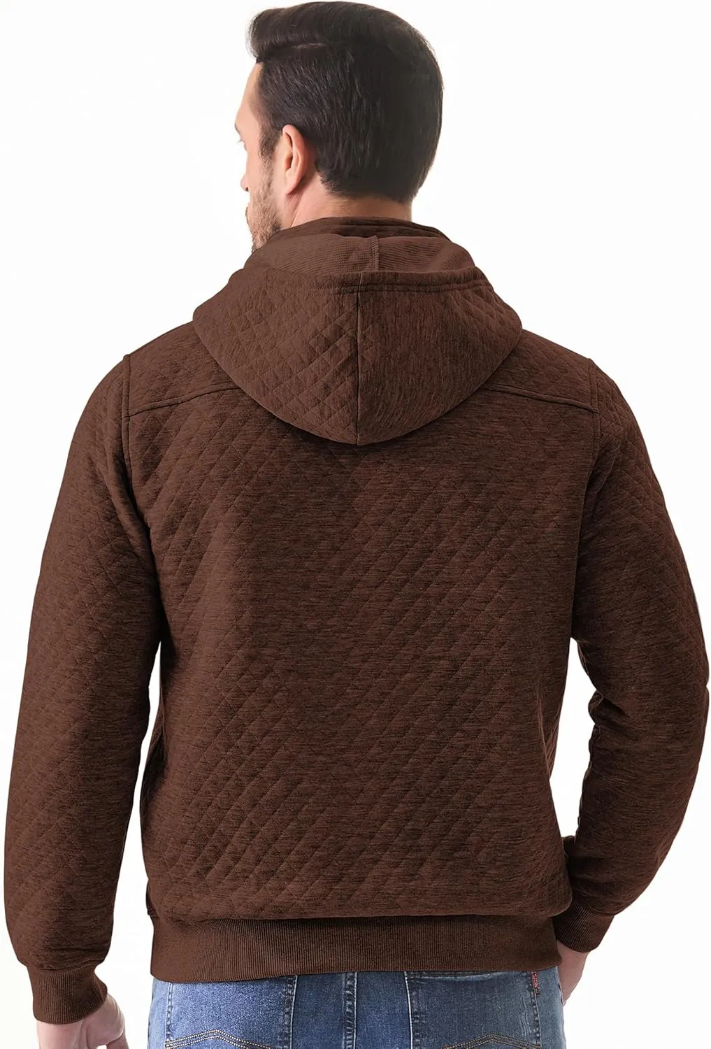 JMIERR Men's Quilted Hoodies Casual Long Sleeve Quarter-Zip Pullover Sweatshirt with Pockets