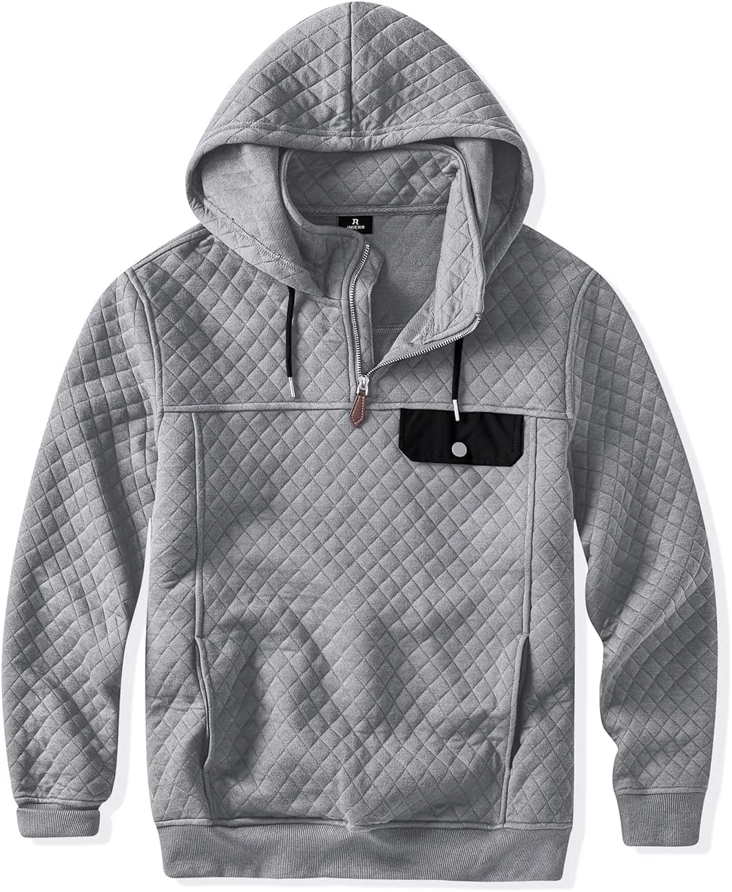 JMIERR Men's Quilted Hoodies Casual Long Sleeve Quarter-Zip Pullover Sweatshirt with Pockets