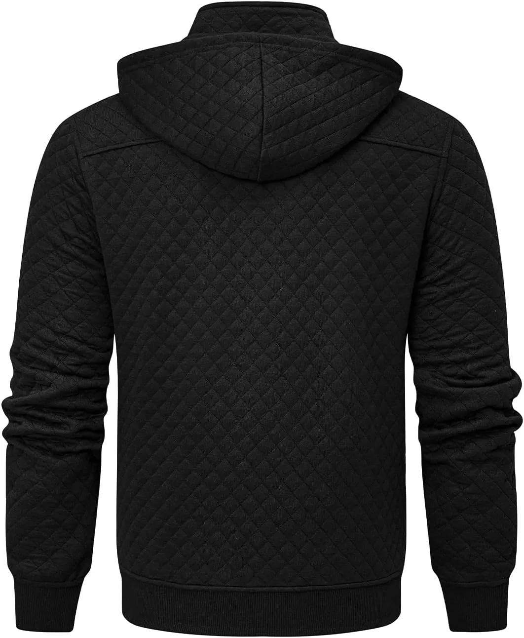 JMIERR Men's Quilted Hoodies Casual Long Sleeve Quarter-Zip Pullover Sweatshirt with Pockets