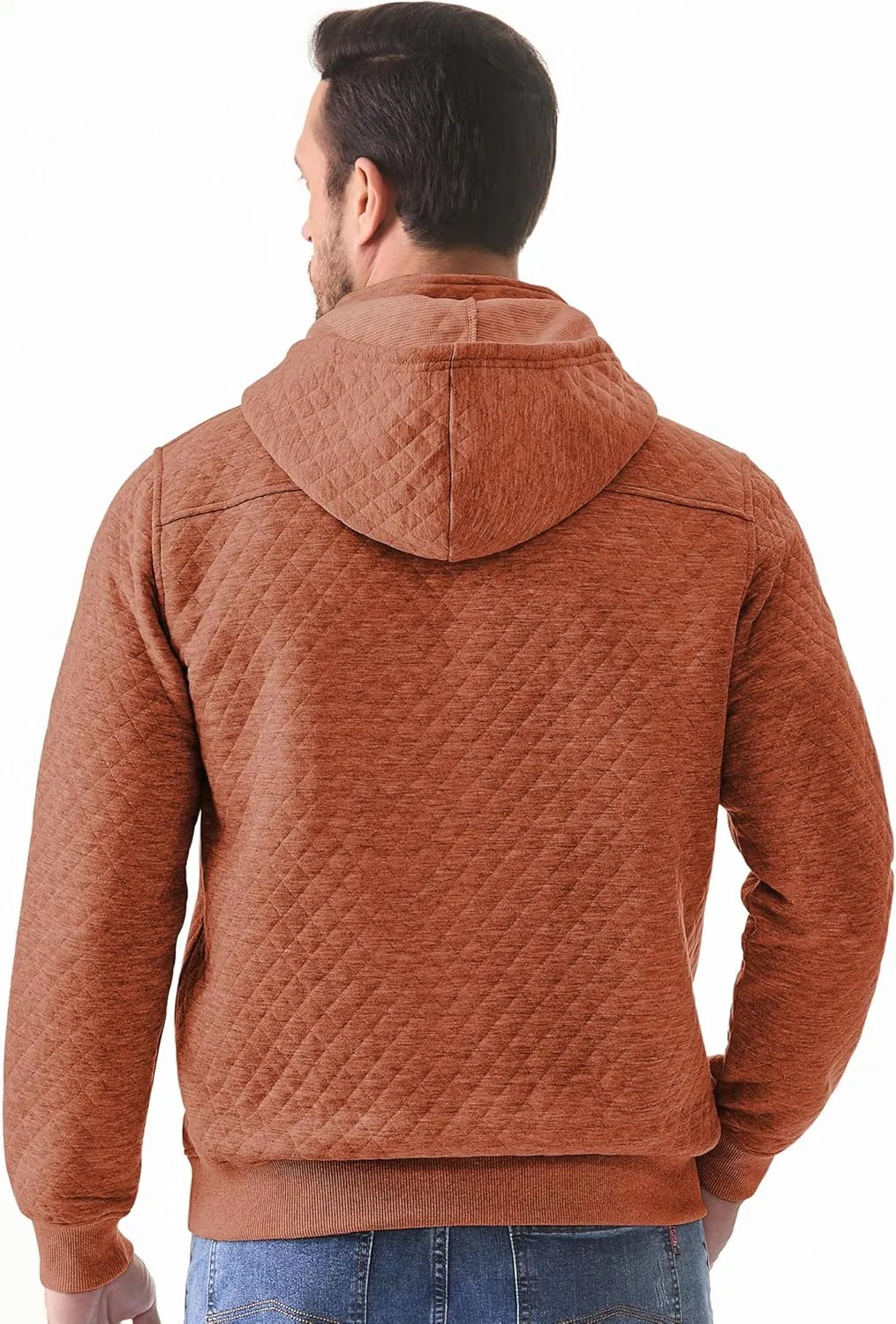 JMIERR Men's Quilted Hoodies Casual Long Sleeve Quarter-Zip Pullover Sweatshirt with Pockets