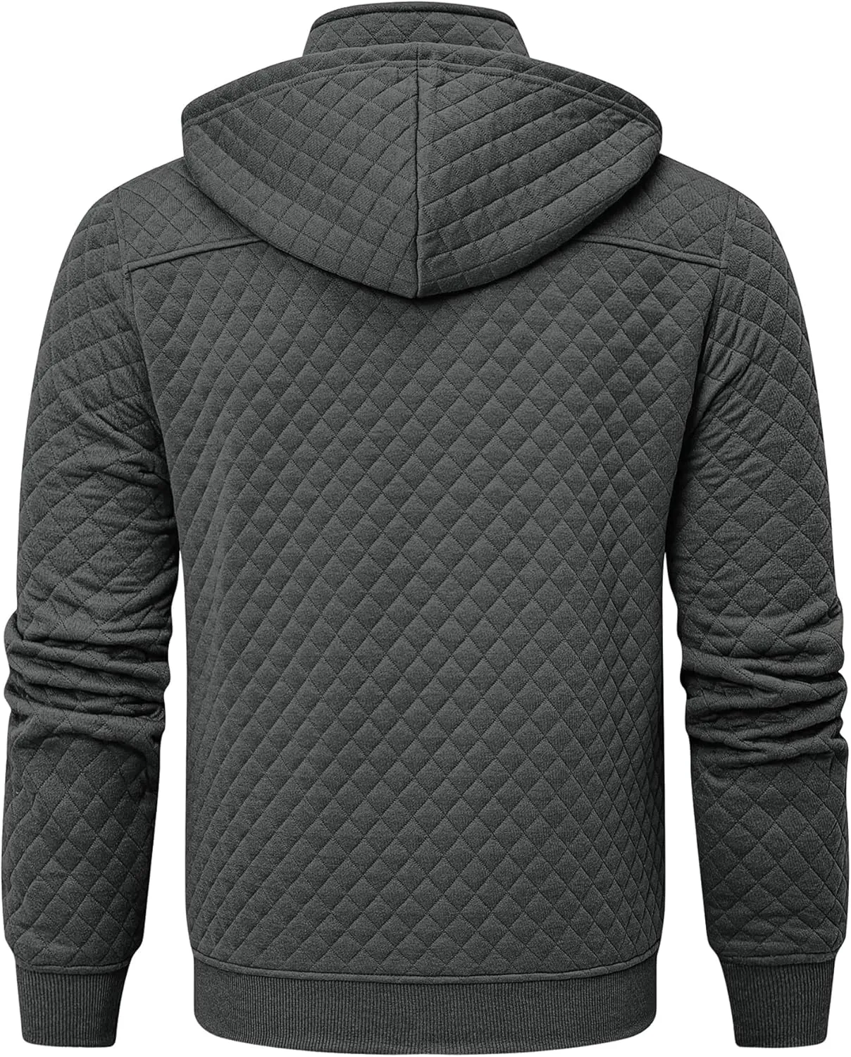 JMIERR Men's Quilted Hoodies Casual Long Sleeve Quarter-Zip Pullover Sweatshirt with Pockets