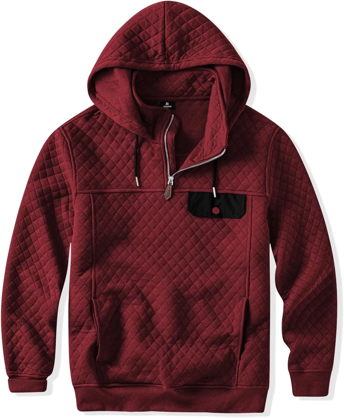 JMIERR Men's Quilted Hoodies Casual Long Sleeve Quarter-Zip Pullover Sweatshirt with Pockets