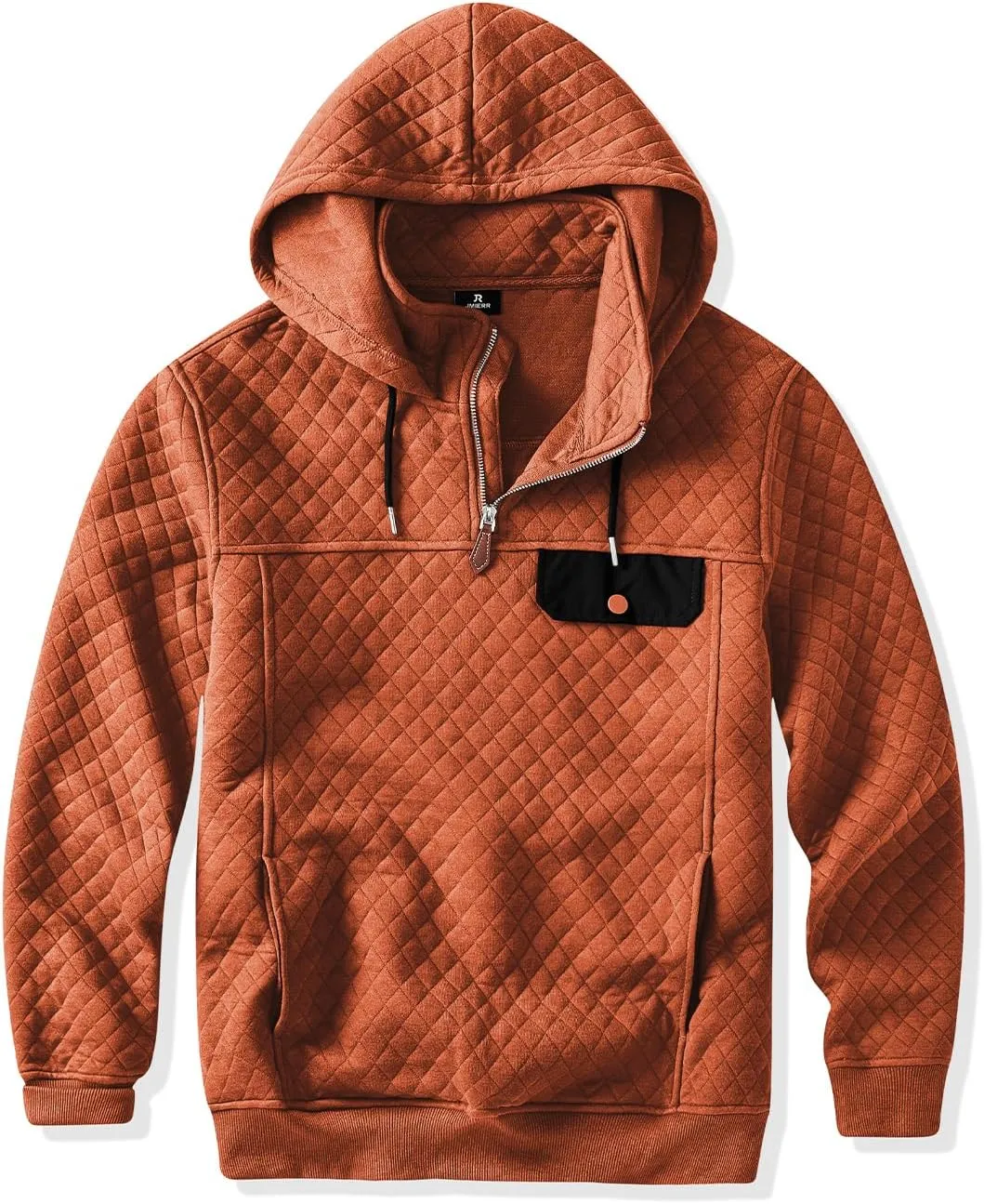 JMIERR Men's Quilted Hoodies Casual Long Sleeve Quarter-Zip Pullover Sweatshirt with Pockets