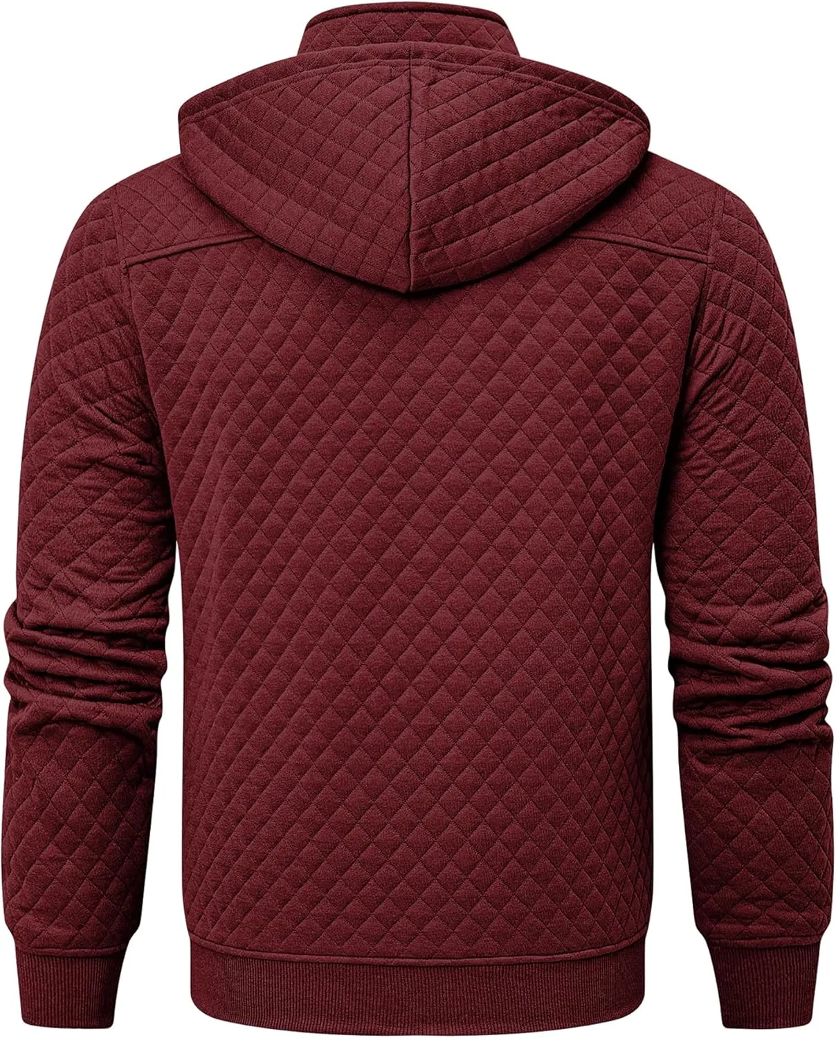 JMIERR Men's Quilted Hoodies Casual Long Sleeve Quarter-Zip Pullover Sweatshirt with Pockets