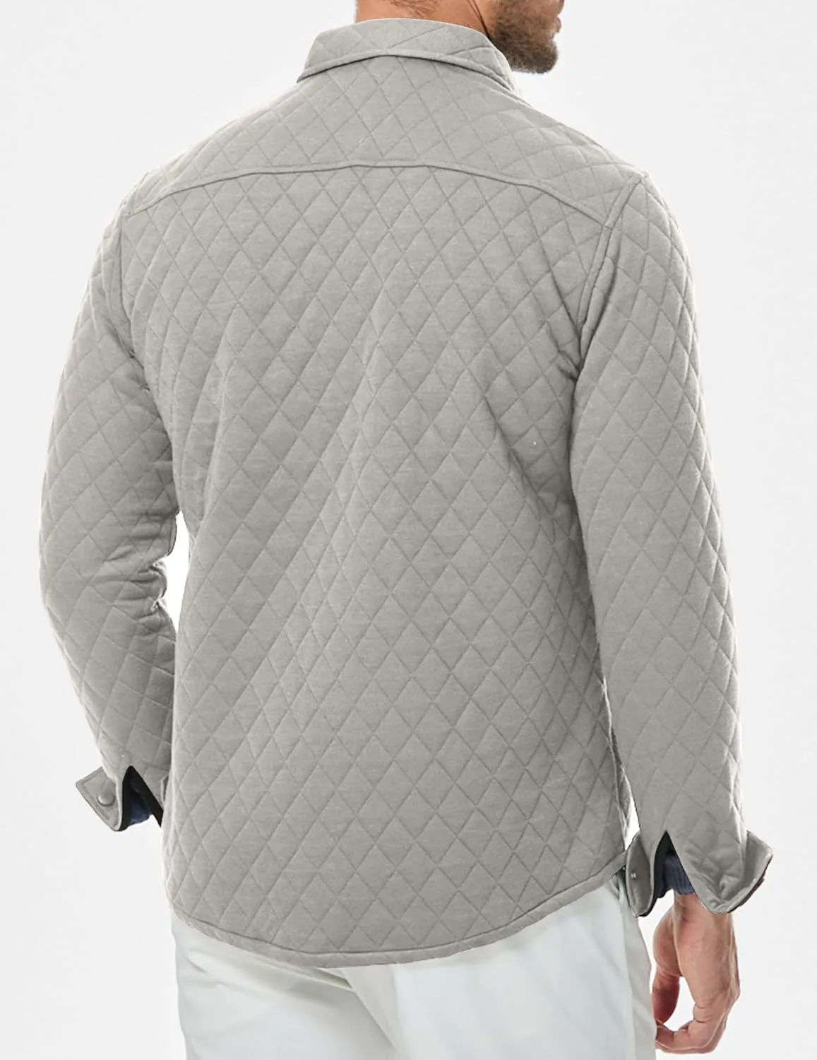 JMIERR Mens Quilted Shirt Jackets Casual Long Sleeve Snap Button Down Shirts with Pockets