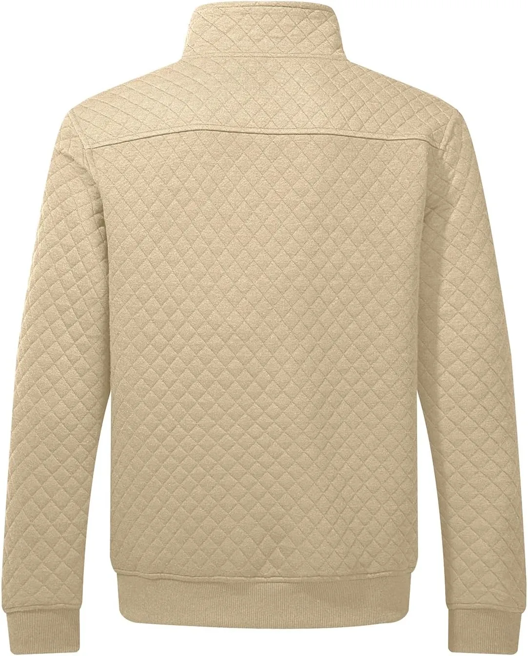 JMIERR Men's Quilted Sweatshirt Casual Long Sleeve Outdoor Stand Collar Button Pullover Sweatshirts