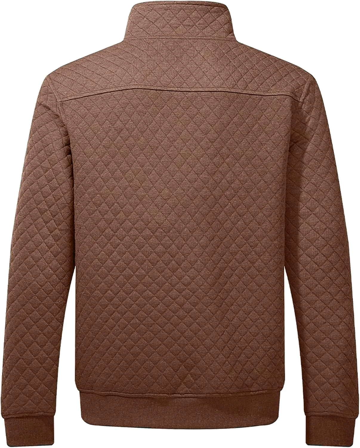 JMIERR Men's Quilted Sweatshirt Casual Long Sleeve Outdoor Stand Collar Button Pullover Sweatshirts