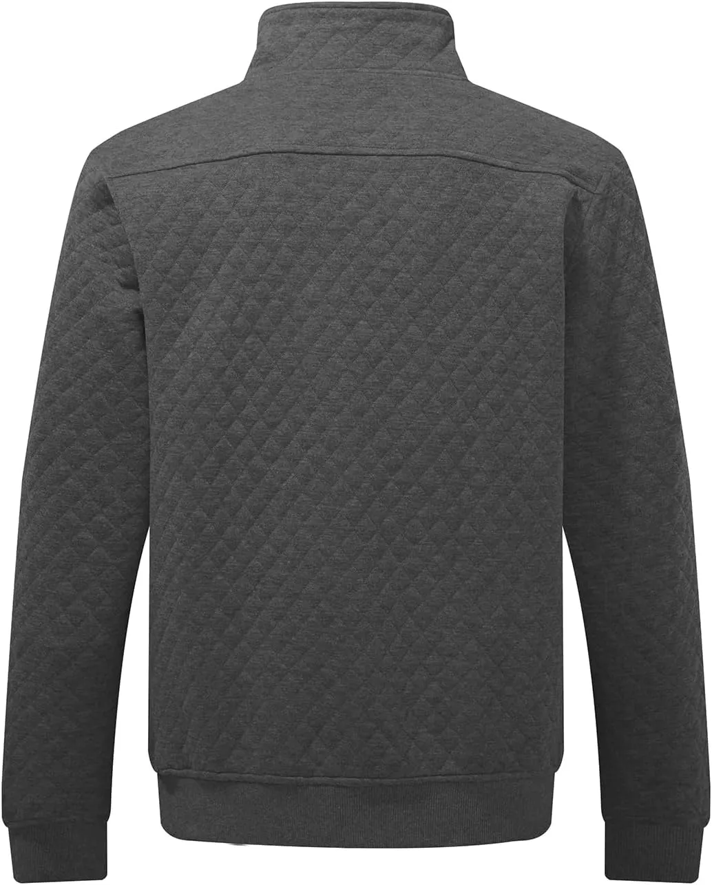 JMIERR Men's Quilted Sweatshirt Casual Long Sleeve Outdoor Stand Collar Button Pullover Sweatshirts