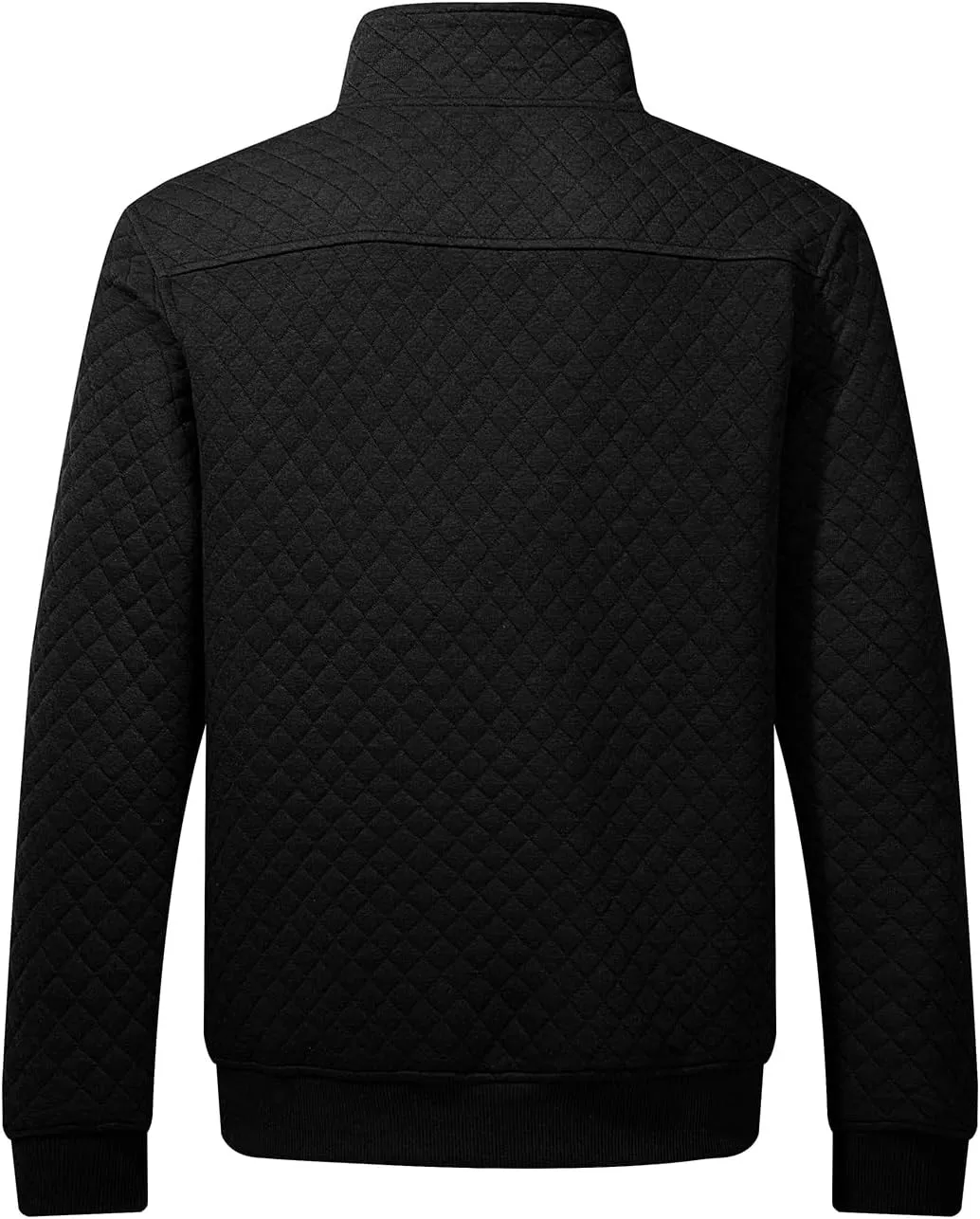 JMIERR Men's Quilted Sweatshirt Casual Long Sleeve Outdoor Stand Collar Button Pullover Sweatshirts