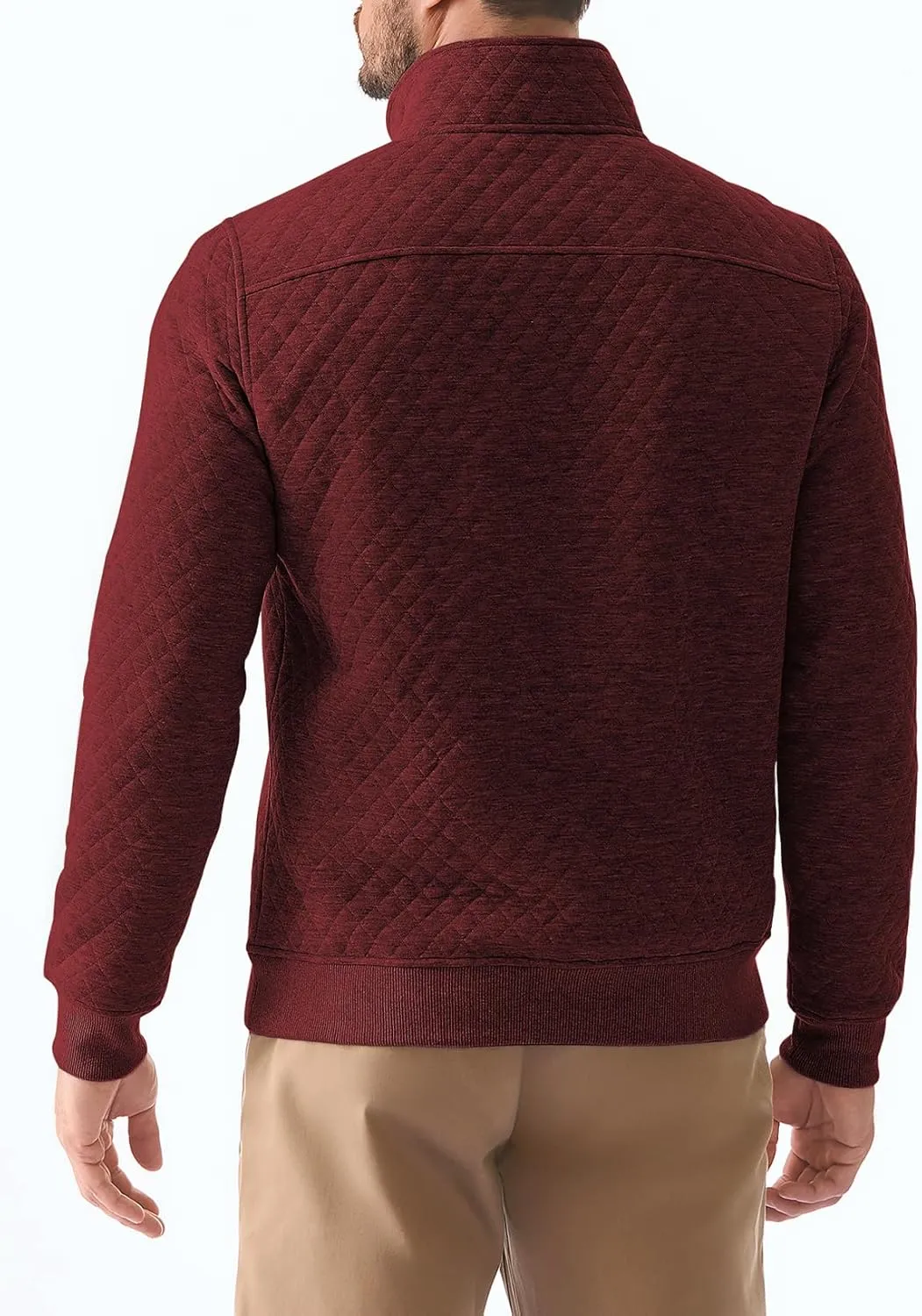 JMIERR Men's Quilted Sweatshirt Casual Long Sleeve Outdoor Stand Collar Quarter-Zip Pullover Sweatshirts