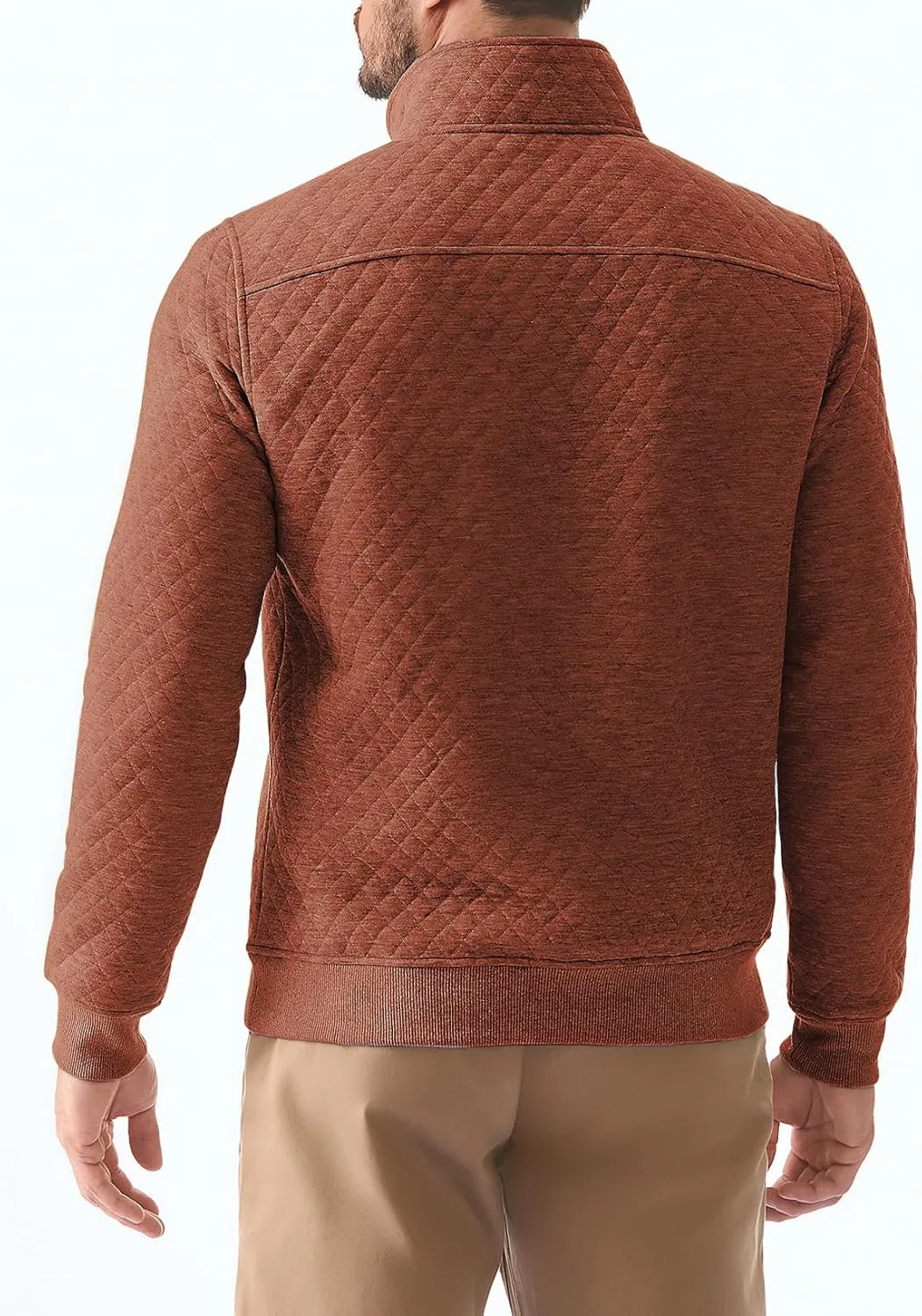 JMIERR Men's Quilted Sweatshirt Casual Long Sleeve Outdoor Stand Collar Quarter-Zip Pullover Sweatshirts