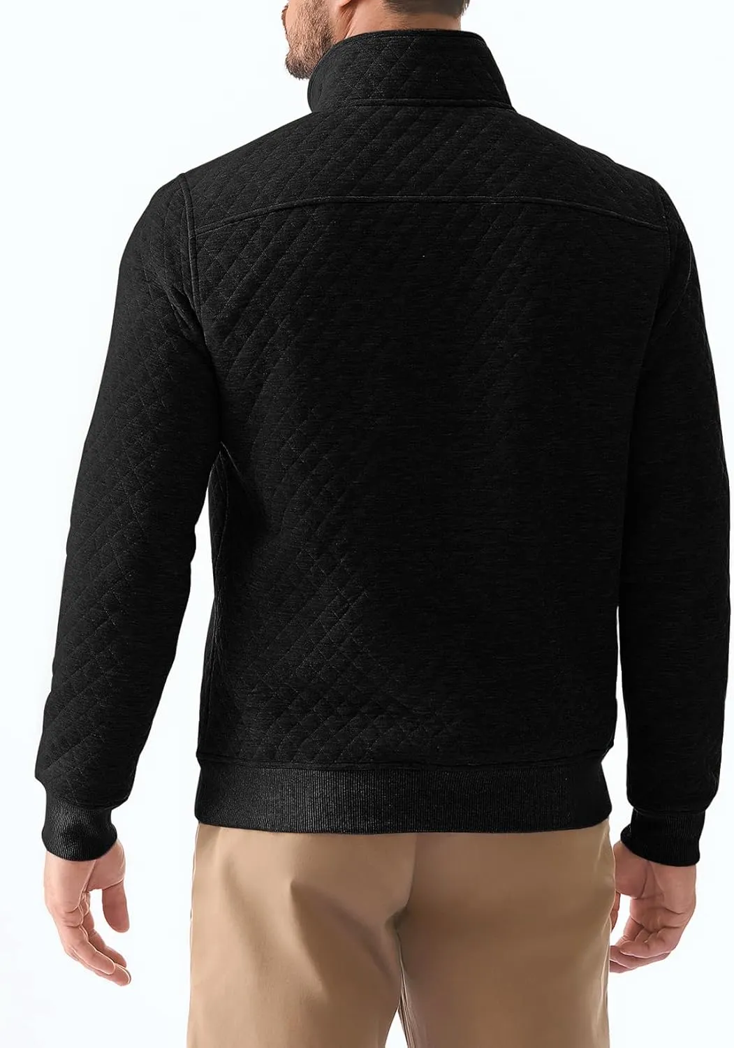 JMIERR Men's Quilted Sweatshirt Casual Long Sleeve Outdoor Stand Collar Quarter-Zip Pullover Sweatshirts