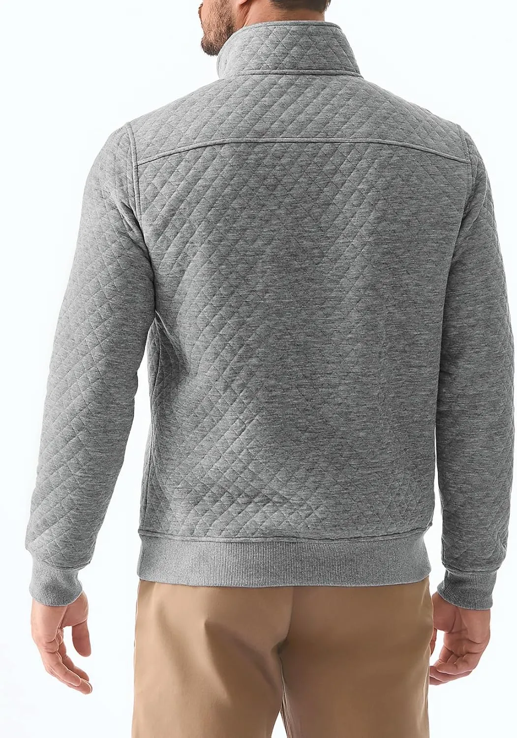 JMIERR Men's Quilted Sweatshirt Casual Long Sleeve Outdoor Stand Collar Quarter-Zip Pullover Sweatshirts