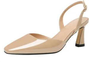 Joseywade Women Slingback Low Kitten Heel Pumps 2.5 Inch Heeled Sandals Closed Toe Ankle Strap Dress Shoes