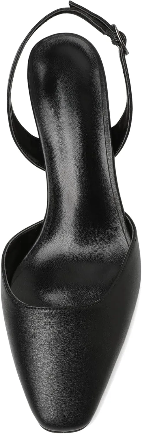 Joseywade Women Slingback Low Kitten Heel Pumps 2.5 Inch Heeled Sandals Closed Toe Ankle Strap Dress Shoes