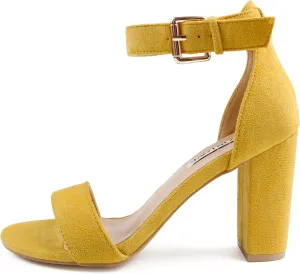 JOY IN LOVE Womens 3.5" Chunky Block High Heels Ankle Strap Heeled Sandals