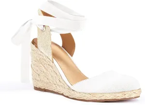 Juliet Holy Womens Lace up Espadrilles Closed Toe Wedges Sandals Strappy Slingback Platform Heels