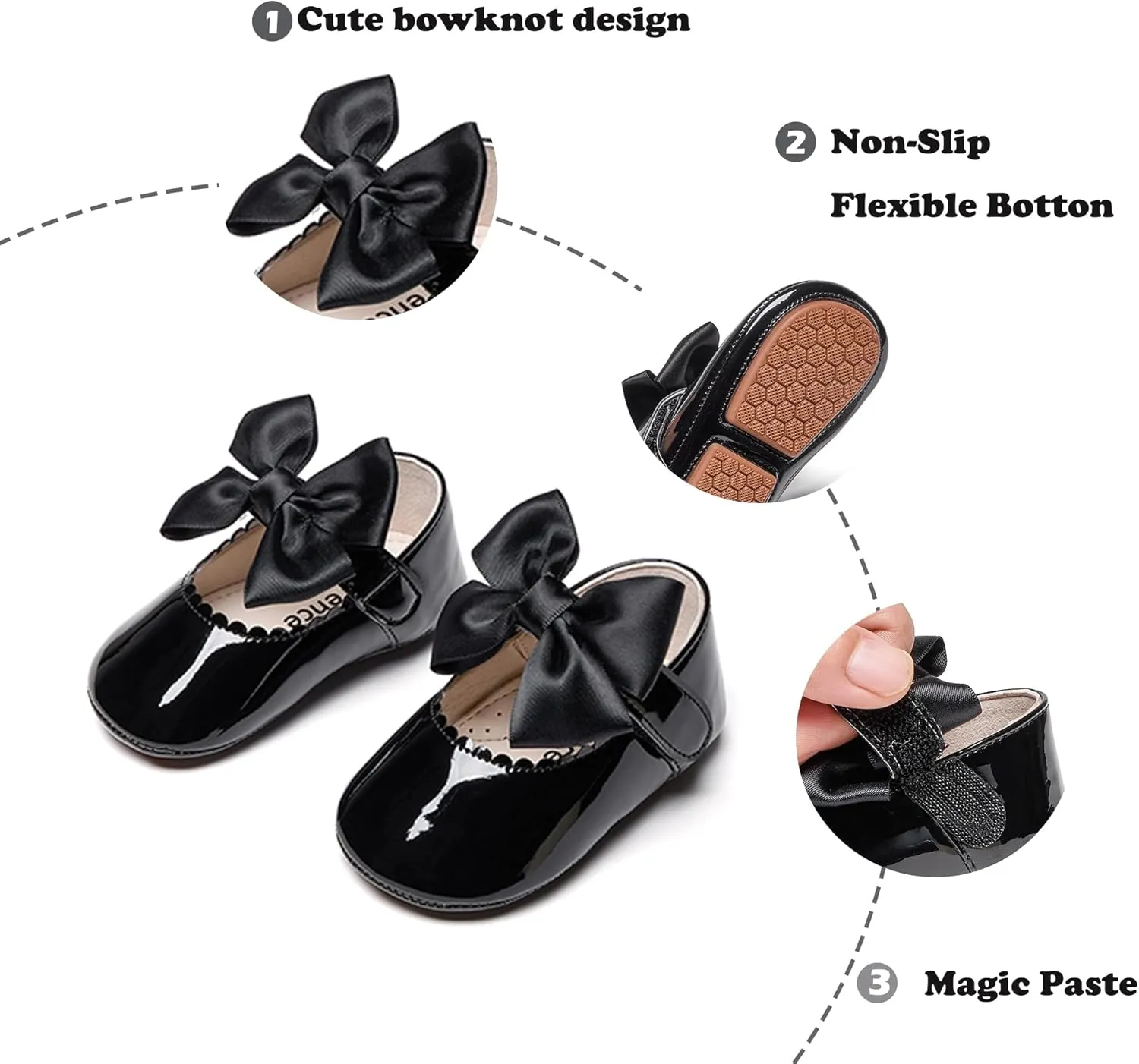 Kiderence Baby Girls Prewalker Mary Jane Flats Bowknot Princess Dress Shoes (Infant/Toddler)