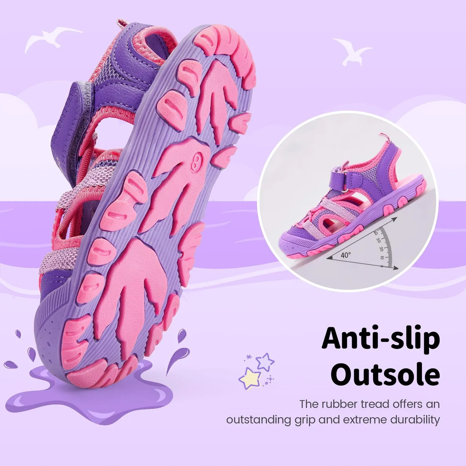 Kids Sandals for Boys & Girls - Athletic Closed-Toe Toddler Water Shoes - Perfect for Summer Beach Hiking Outdoor Sports Unisex Child Sandals (Toddler/Little Kid)