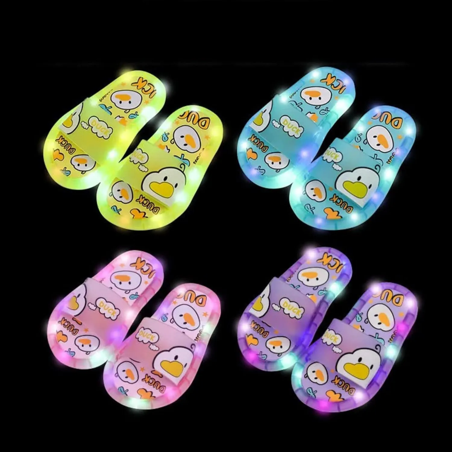 Kids Toddler Light Up Slippers Boys Girls Shoes Cloud Slides Soft Sole Cartoon Sandals Beach Pool (Pink, 9 Toddler)