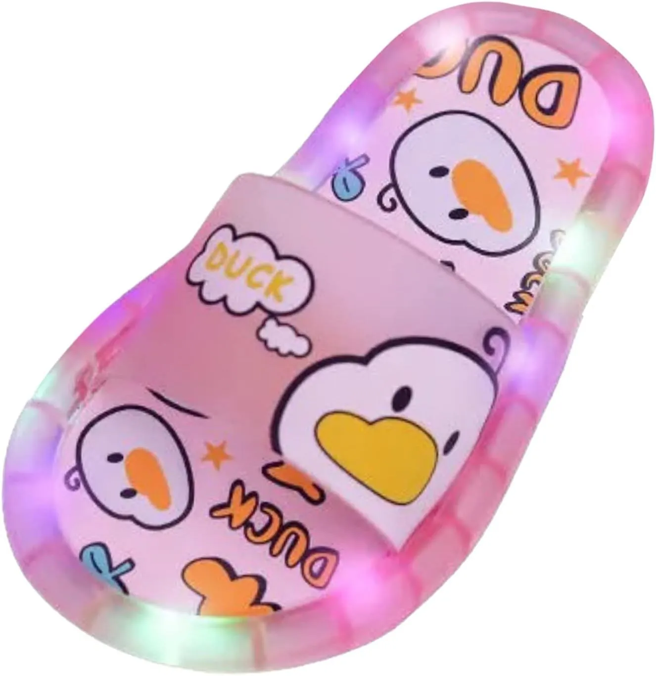 Kids Toddler Light Up Slippers Boys Girls Shoes Cloud Slides Soft Sole Cartoon Sandals Beach Pool (Pink, 9 Toddler)