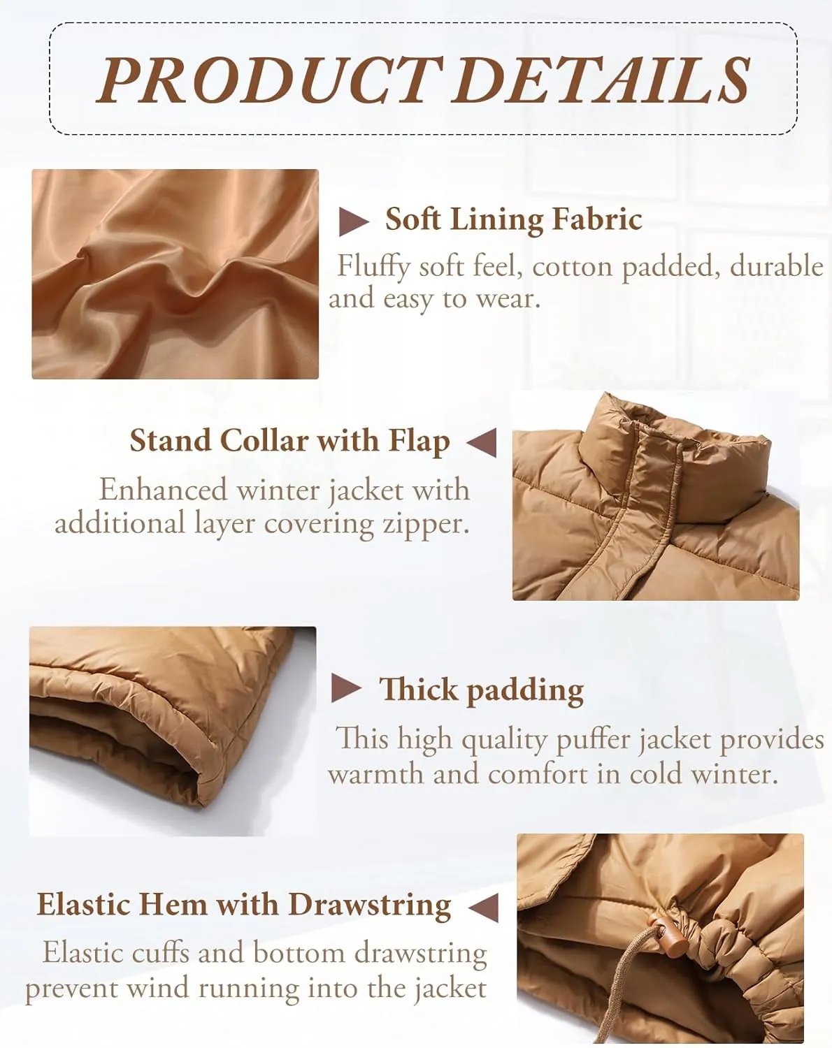 Kissonic Women's Cropped Puffer Jacket Full Zip Stand Collar Quilted Jacket Winter Coats with Pockets