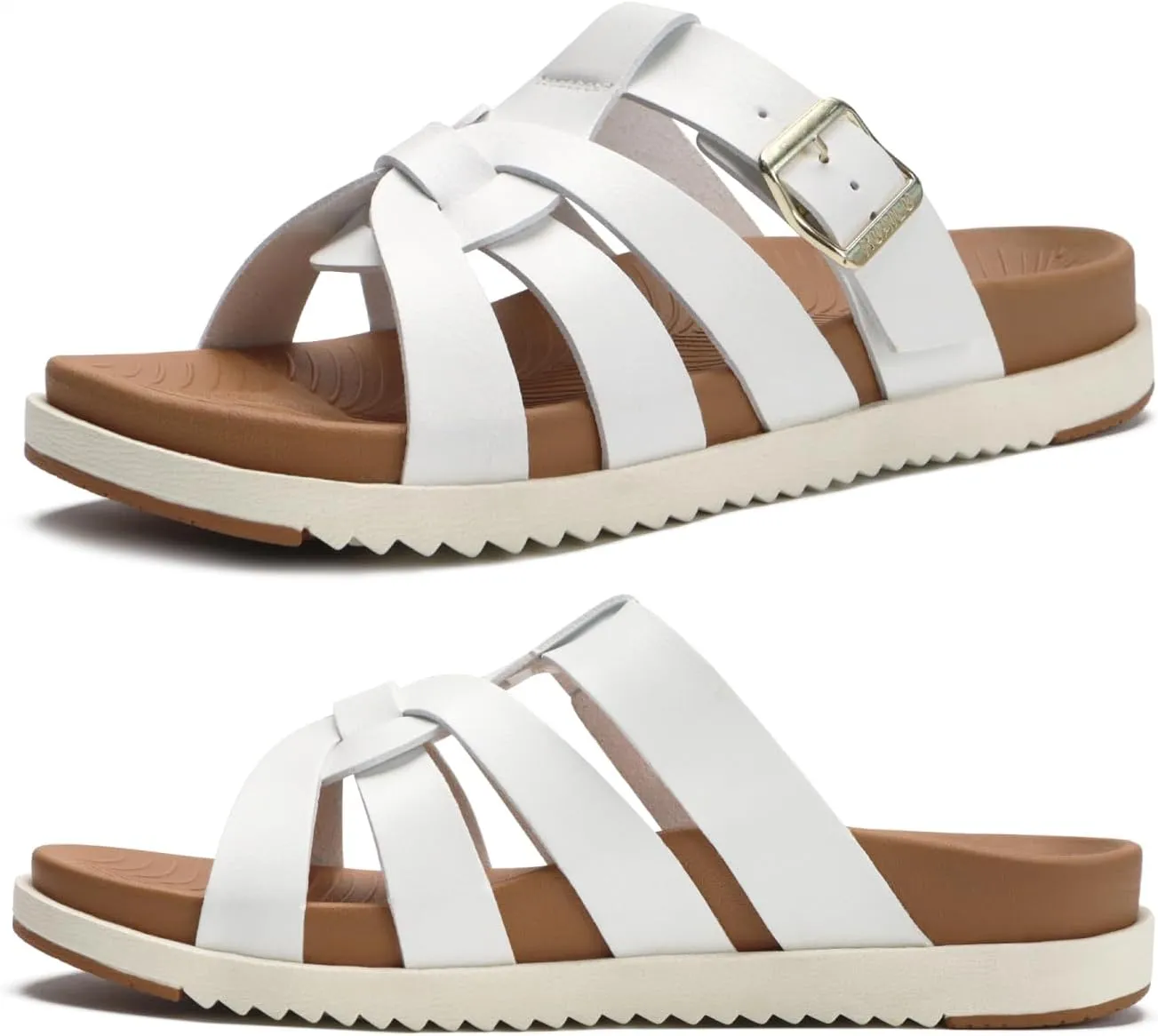 KuaiLu Gladiator Sandals for Women with Comfortable Arch Support Summer Beach Walking Fisherman Slides Boho Outfits Slip on Cushion Shoes Indoor Outdoor