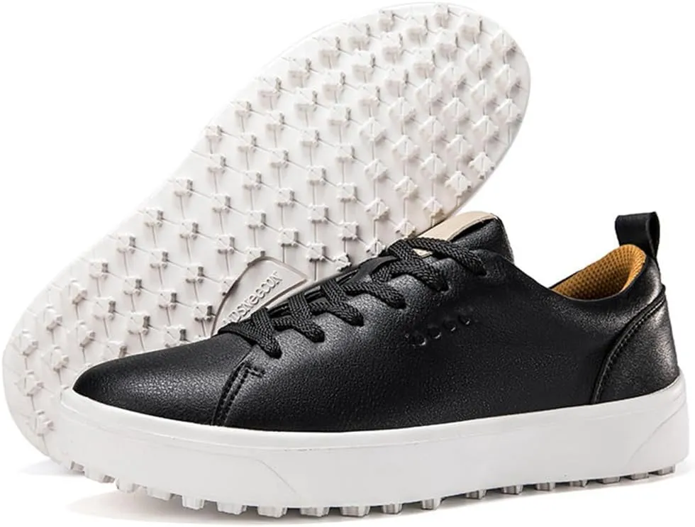 Ladies Golf Shoes, Spikeless Golfers Sneakers Waterproof Upper Golf Sneakers Outdoor Leather Golf Sport Trainers