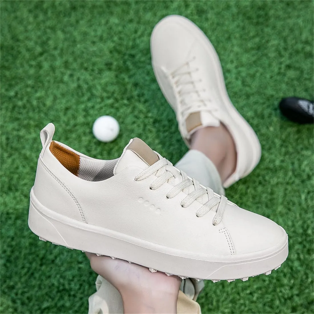 Ladies Golf Shoes, Spikeless Golfers Sneakers Waterproof Upper Golf Sneakers Outdoor Leather Golf Sport Trainers