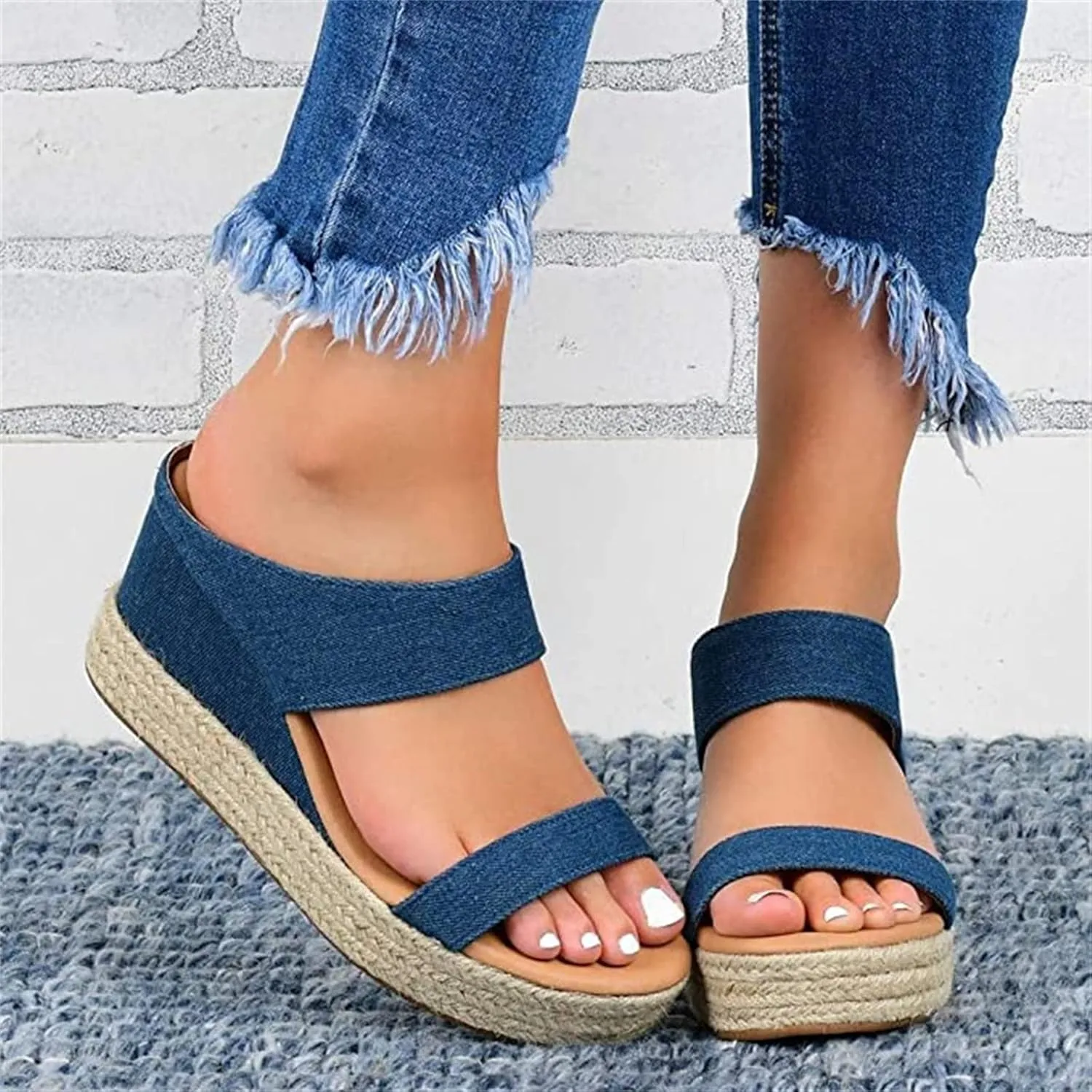 Ladmiple Summer Sandals for Women 2023 Platform Slip On Shoes Wedge Sandals Open Toe Comfy Dressy High Heel Wedge Sandal