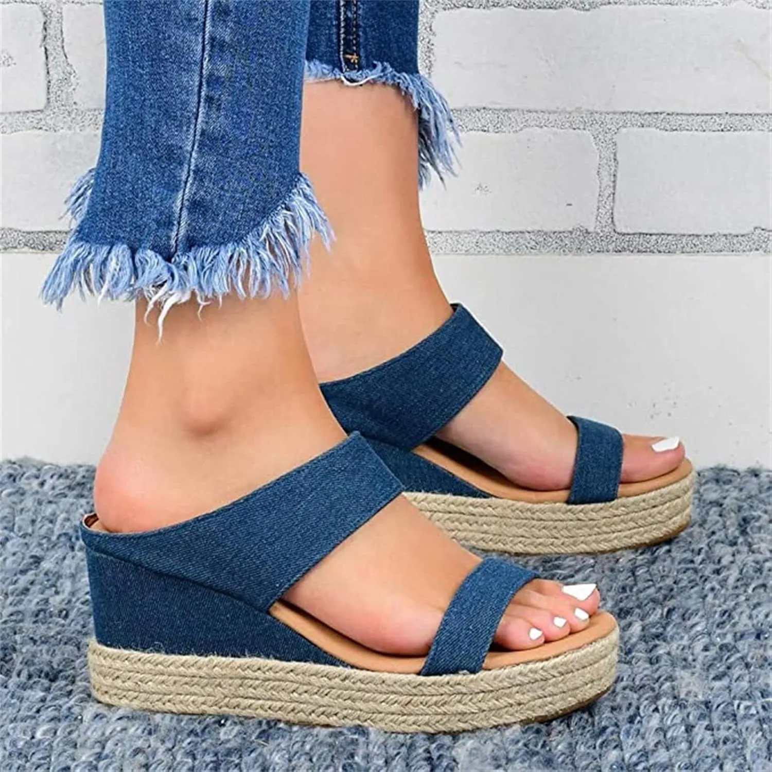 Ladmiple Summer Sandals for Women 2023 Platform Slip On Shoes Wedge Sandals Open Toe Comfy Dressy High Heel Wedge Sandal