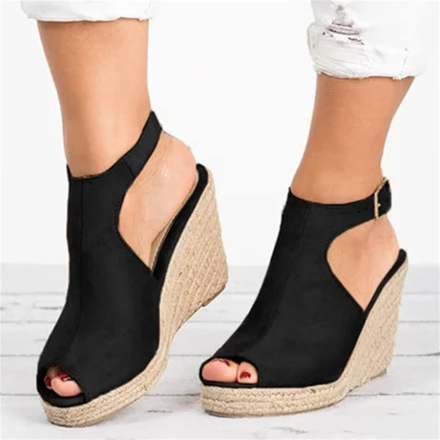 Ladmiple Summer Sandals for Women 2023 Platform Slip On Shoes Wedge Sandals Open Toe Comfy Dressy High Heel Wedge Sandal