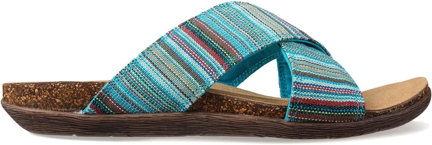 Lamo Women's Leyla Sandals – Cross Strap Shock absorbing rubber and cork outsole for Superior Comfort, Stylish Southwestern Inspired and Convenient Women's Sandals
