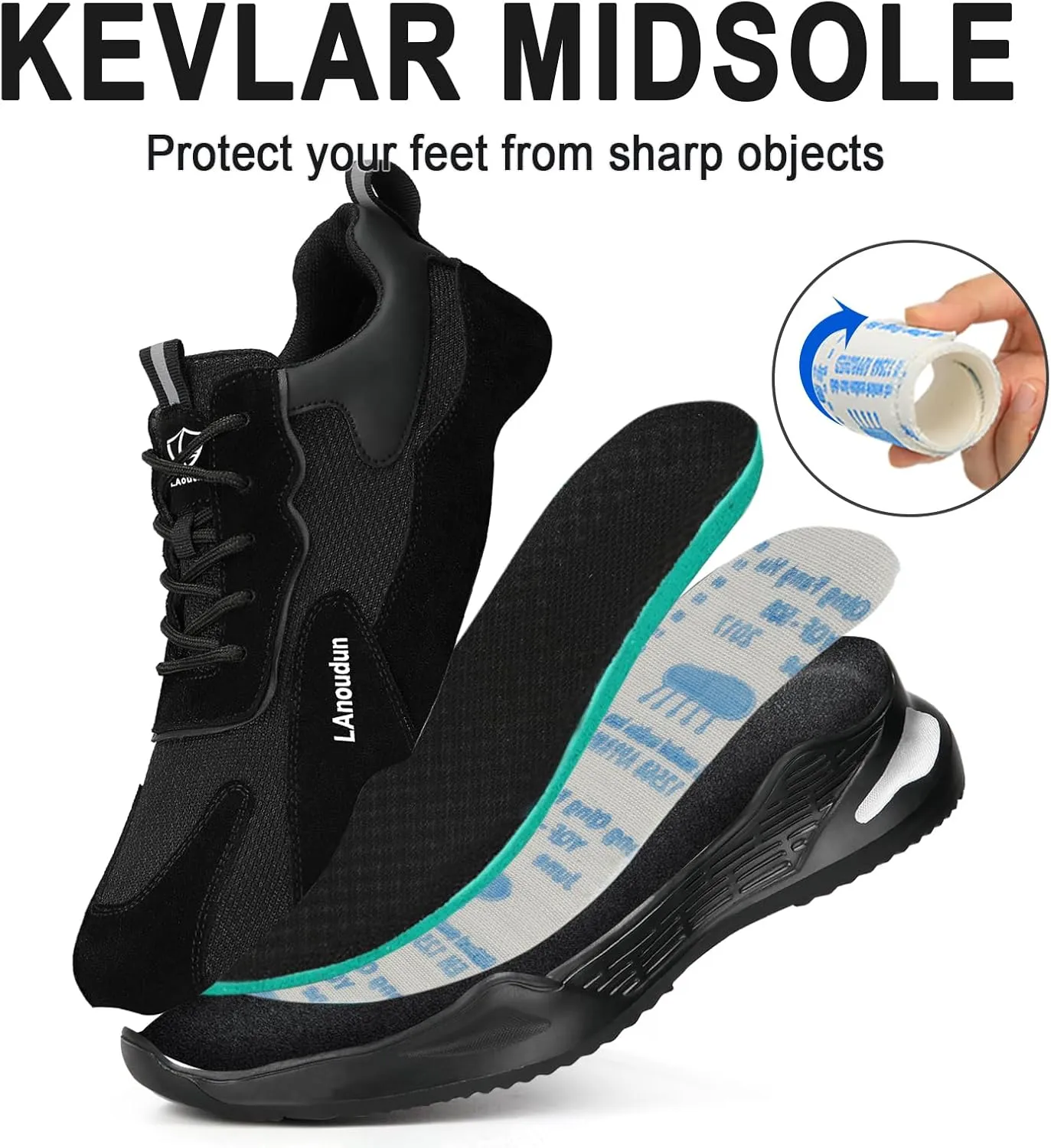 LAoutun Steel Toe Shoes for Men Women Comfortable Lightweight Work Safety Shoes for Men Women Puncture Proof Indestructible Sneakers Construction Work Utility Sneakers