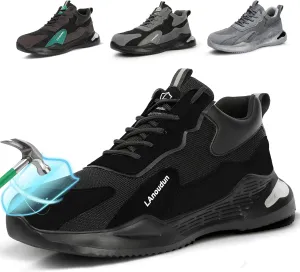 LAoutun Steel Toe Shoes for Men Women Comfortable Lightweight Work Safety Shoes for Men Women Puncture Proof Indestructible Sneakers Construction Work Utility Sneakers