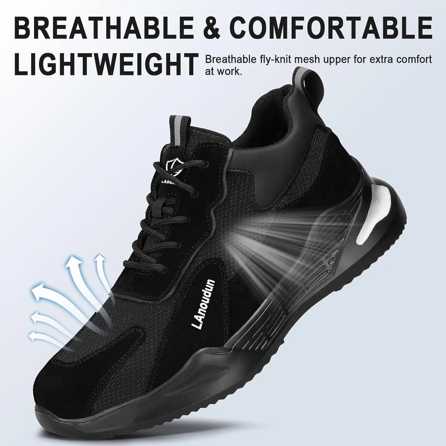 LAoutun Steel Toe Shoes for Men Women Comfortable Lightweight Work Safety Shoes for Men Women Puncture Proof Indestructible Sneakers Construction Work Utility Sneakers