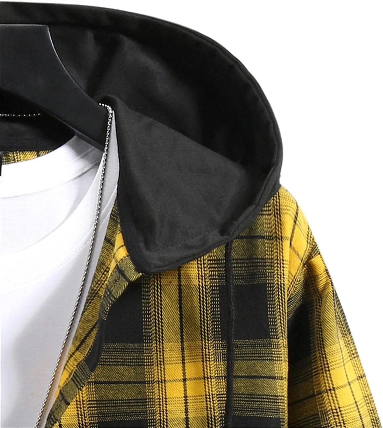 LCMTWX Mens Plaid Flannel Jacket Plaid Print Lapel Button Down Pocket Long Sleeve Shirt Patchwork Jacket Thickened ​Coat