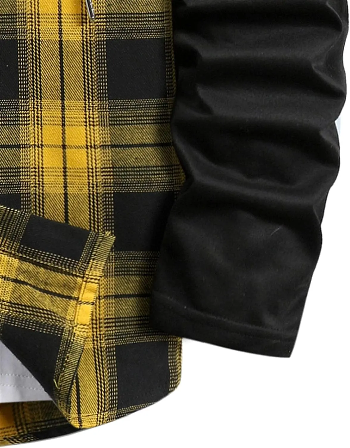 LCMTWX Mens Plaid Flannel Jacket Plaid Print Lapel Button Down Pocket Long Sleeve Shirt Patchwork Jacket Thickened ​Coat
