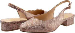 LEHOOR Women's Low Chunky Heel Slingback Pumps Shoes Ankle Strap Pointed Closed Toe 2 Inch Mid Block Heel Dress Sandals Shoes Backless Buckle Straps Snakeskin Ladies Dressy Elegant Comfort 4-11 M US