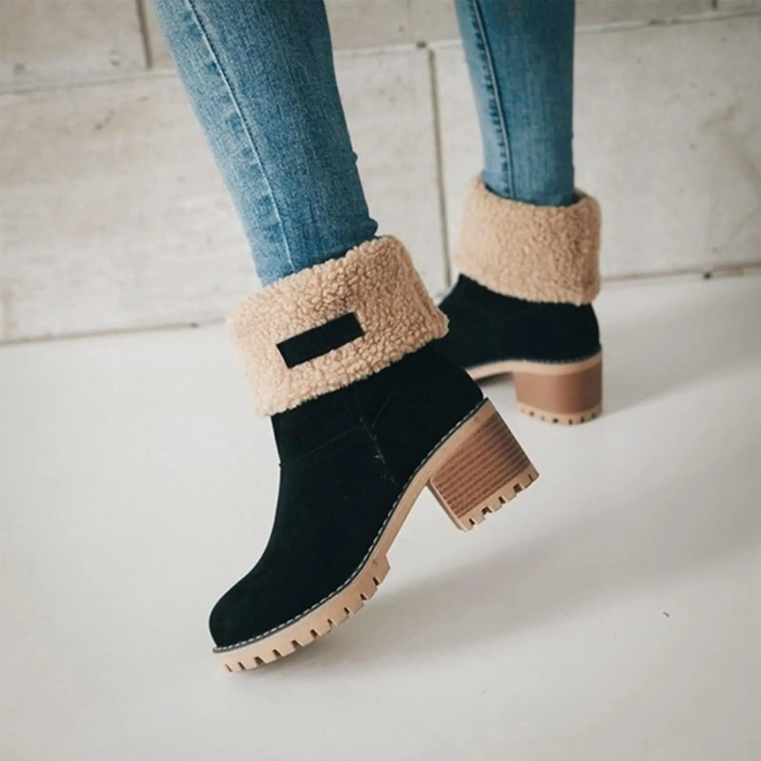 LELEBEAR Libiyi Boots, Libiyi Seniors' Chunky Heel Winter Boots, Libiyi Women's Chunky Heel Round Toe Snow Boots for Seniors